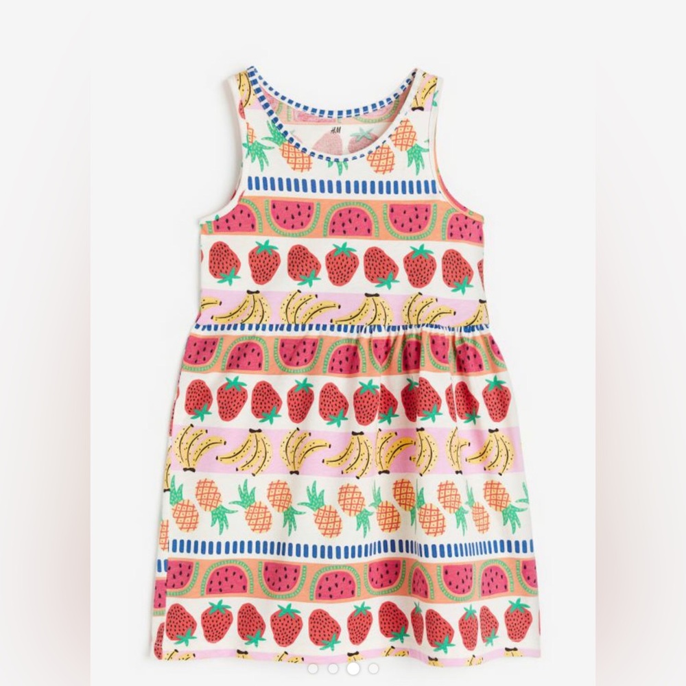 H&M Red/fruit Patterned Cotton Dress